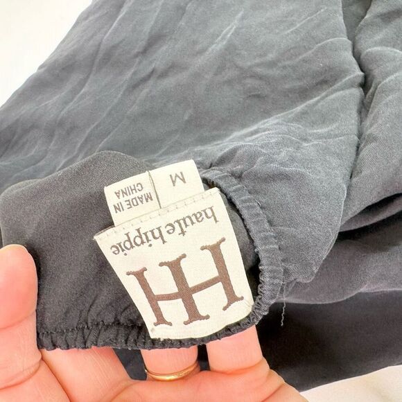 Haute Hippie Mini Dress Womens Medium Silk Beaded Halter Black Strappy - Picture 7 of 8